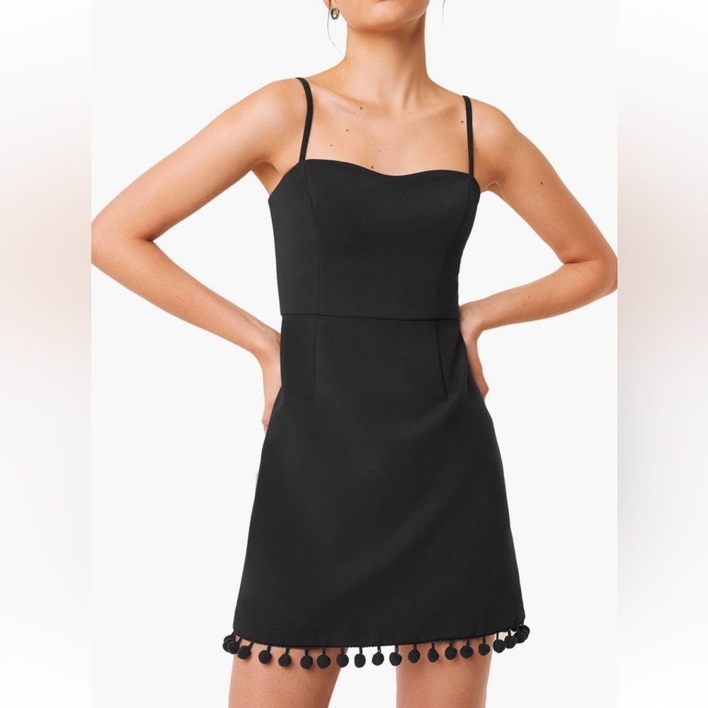 French Connection Whisper Pompom Trim Minidress